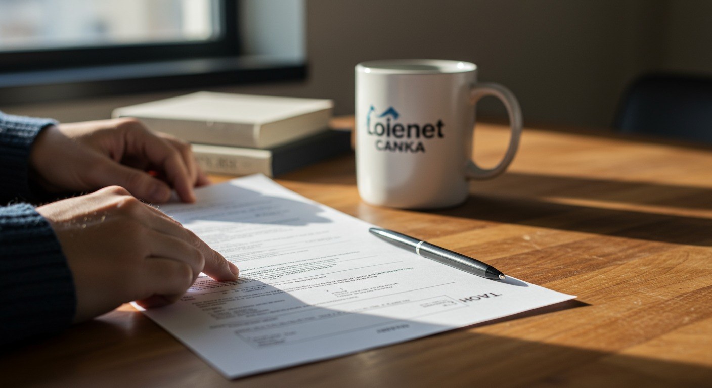 Canadian newcomer reviewing secured credit documents with advisor